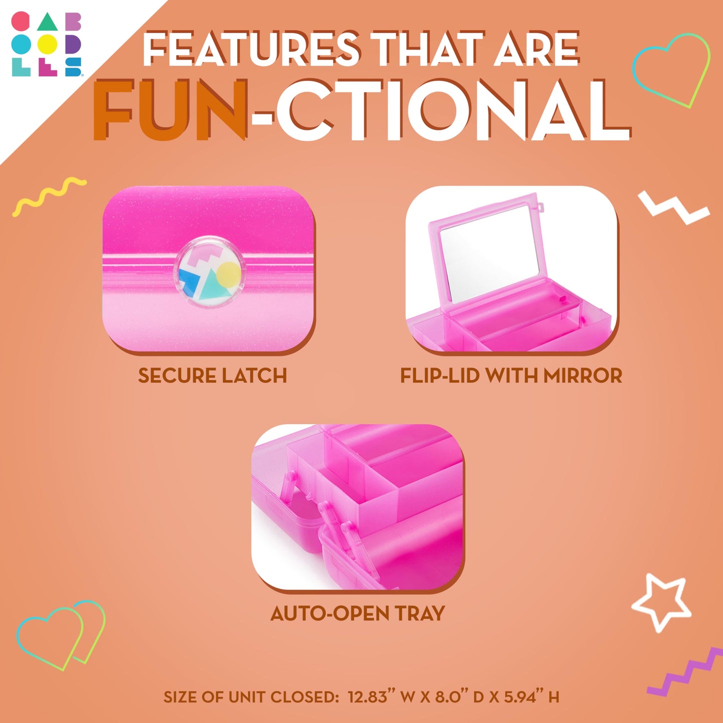 Caboodles On-The-Go Girl Makeup Box, Two-Tone Violet on Tangerine, Hard Plastic Makeup Organizer Box, Built-In Mirror, Secure Latch for Safe Travel, Spacious Storage for Large Items