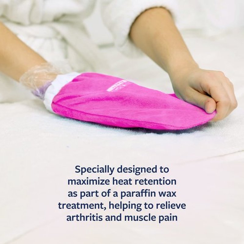 New Road Beauty Paraffin Wax Mitts for Hand and Foot, Thick Heat Therapy Insulated Terry Cloth for Paraffin Treatments, Use for Pedicure Foot Spa - Pink