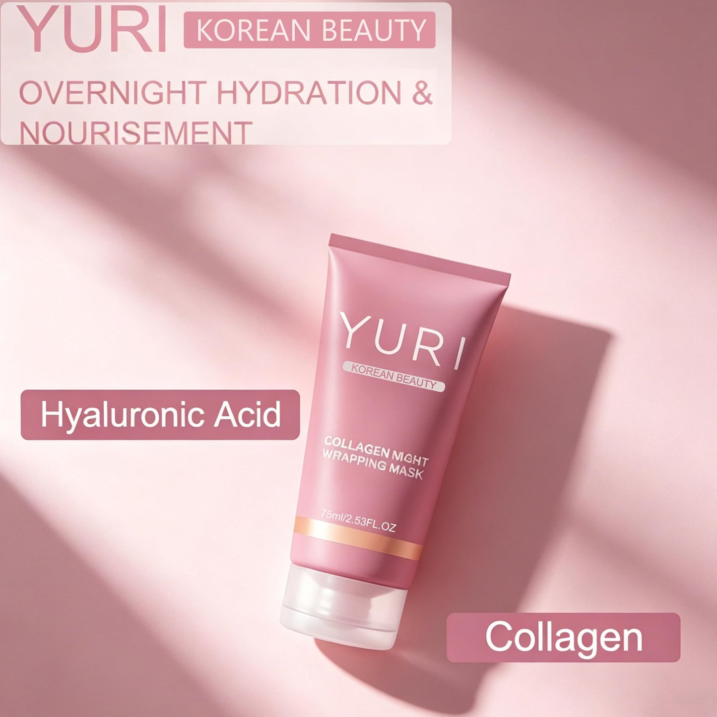 YURI Collagen Night Wrapping Mask, Peel Off Face Mask for Hydration Care