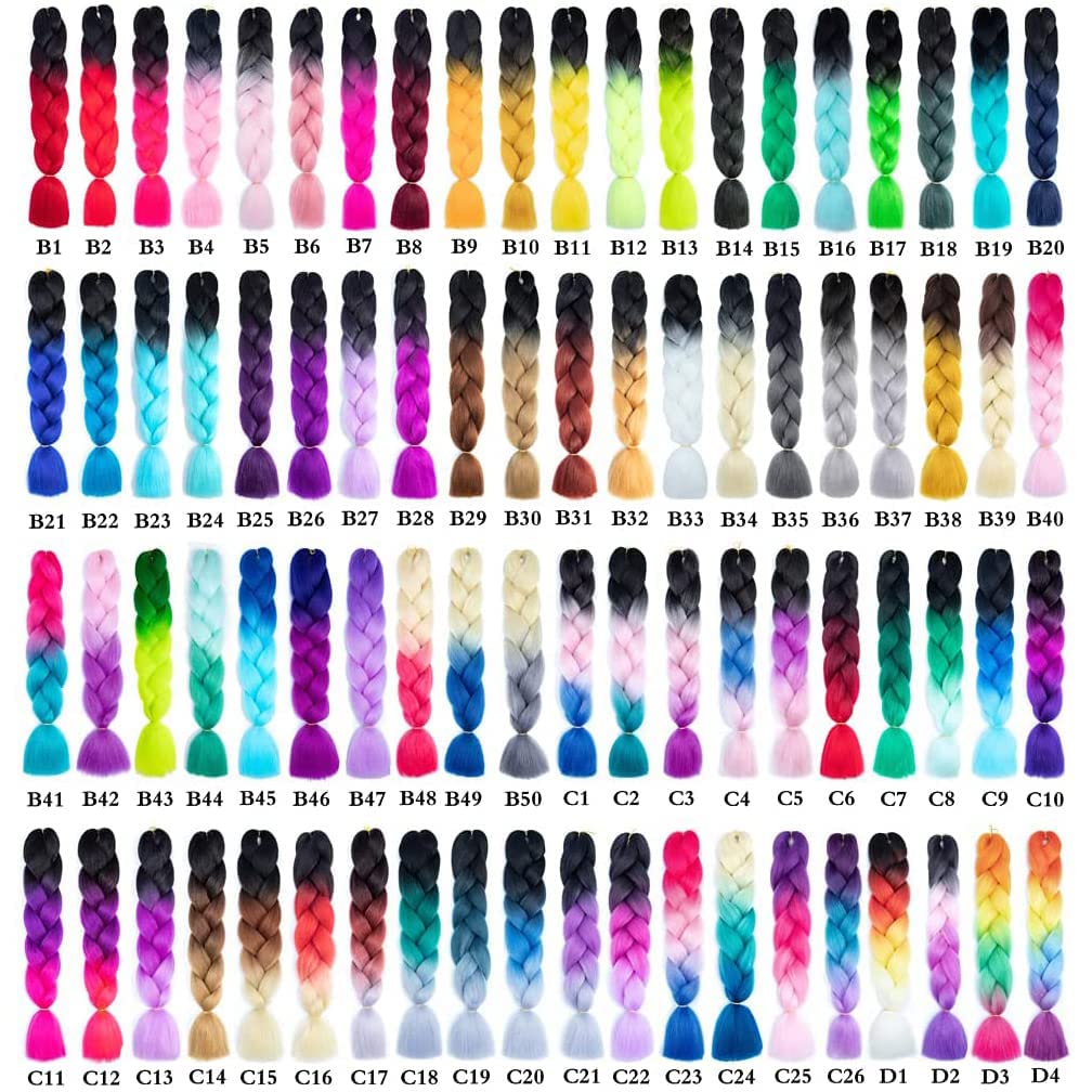 Xiaofeng Colorful Ombre Braiding Hair Extensions 24 Inch 3 Packs High Temperature Jumbo Crochet Braiding Hair for Box Twist Braids (24 Inch (Pack of 3), Peak green to Yellow green)