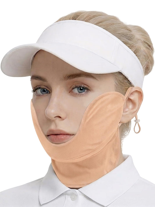 Premium Women’s Golf UVeil Breath-Easy U-Shape Sun Mask for Cheek Chin & Neck, UV Protection Breathable Quick Dry Moisture Wicking Lightweight Cooling, Peach Beige Skin