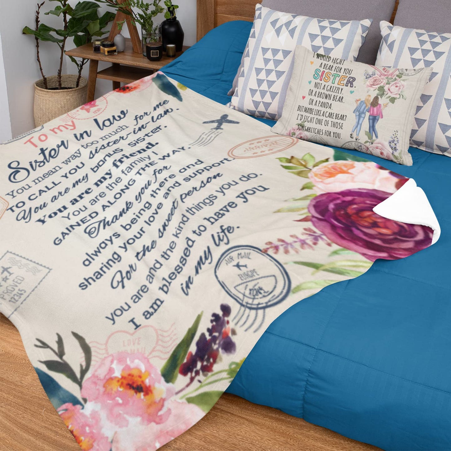 Hcoviv Sister-in-Law Gifts Blanket 60" x 50", Sister in Law Gifts for Women - Funny Present for Sisters Birthday Present Ideas Throw Blankets