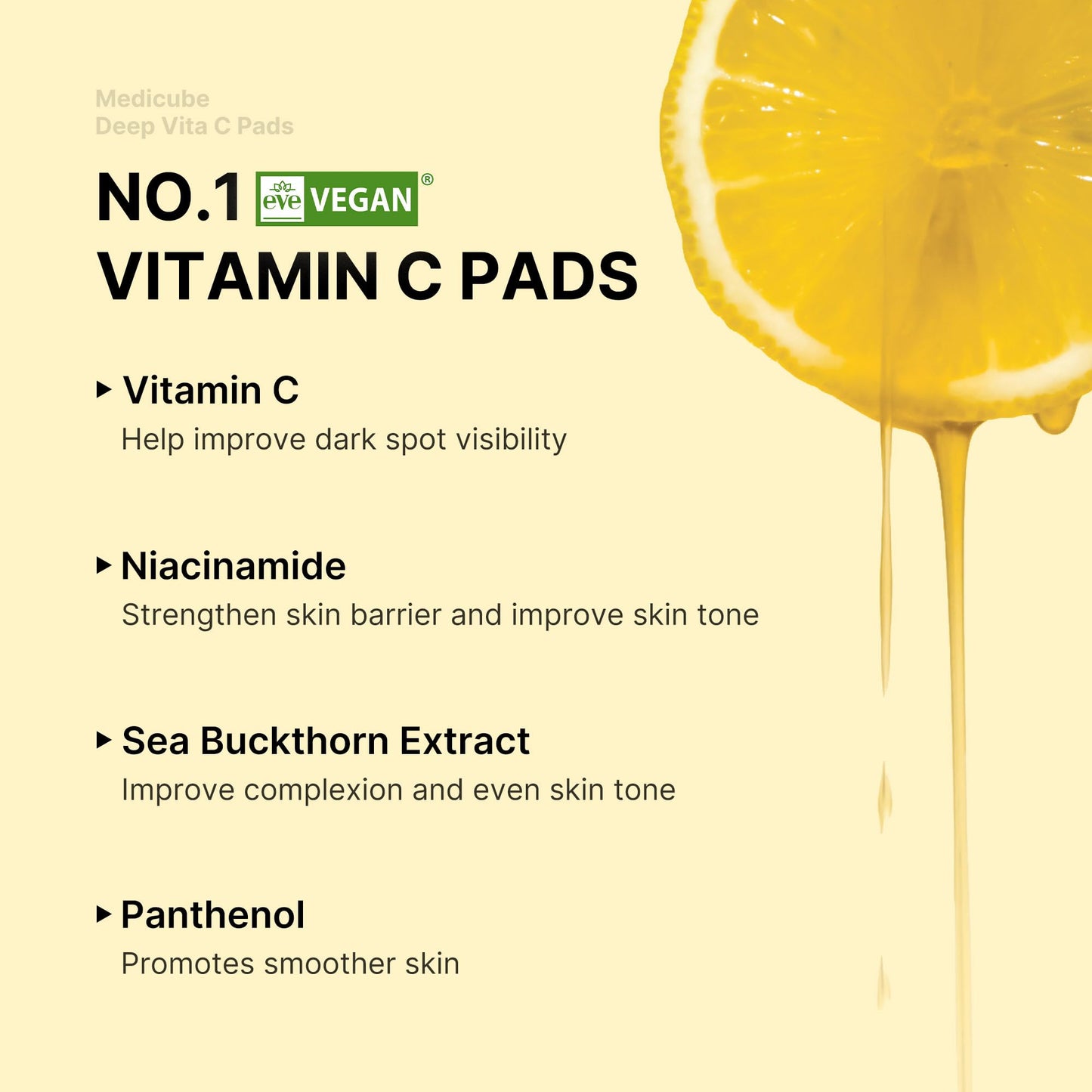 medicube Toner Pads Deep Vita C Facial Toner Pad for Uneven Skin Tone & Texture | Vitamin Water and 3 Types of Vitamin, Deeply Hydrating & Resurfacing Pad | Korean Skin Care, 70 Pads (1 Pack)