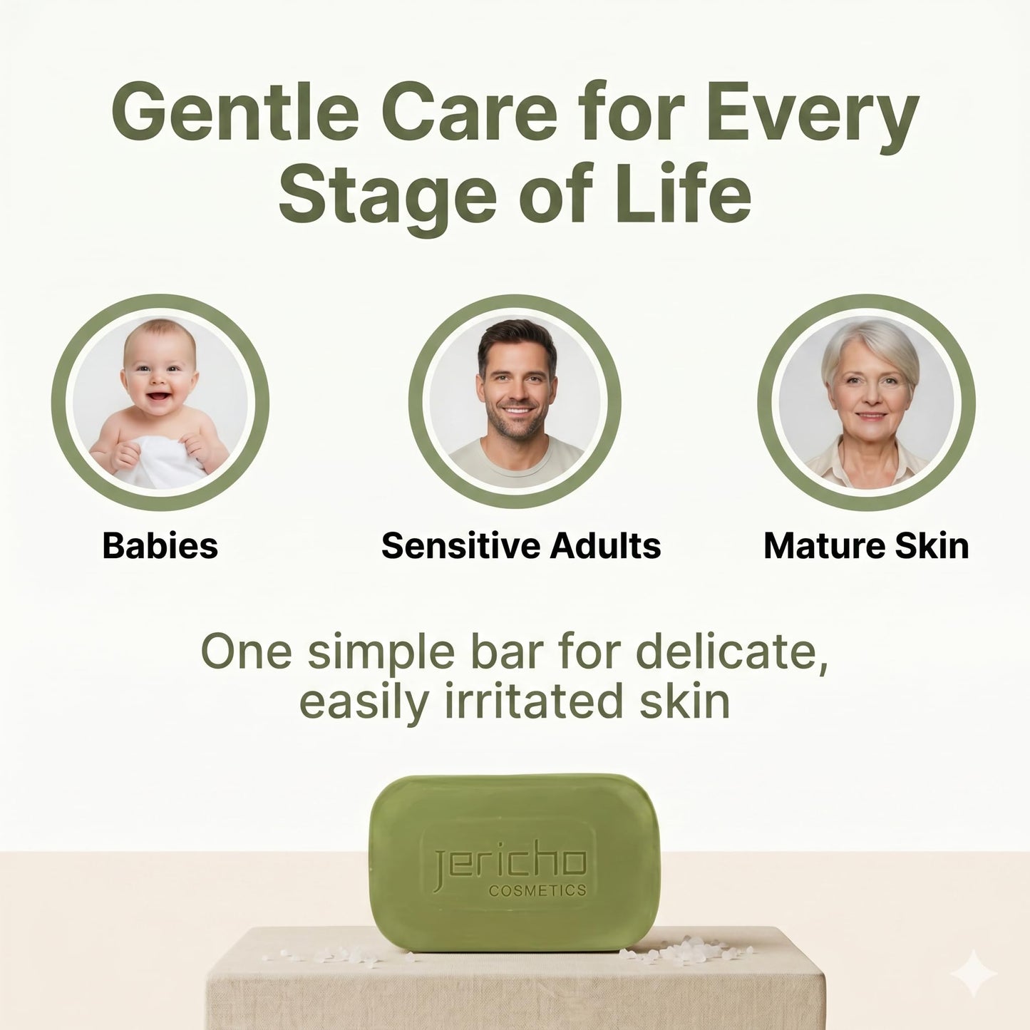 Jericho Olive Oil Soap Bar – 86% Pure Cold Pressed Natural Soap for Sensitive Skin, Face & Body – Fragrance Free, Palm Oil Free, Vegan Cleanser – 2 Bars 4.4 oz Each
