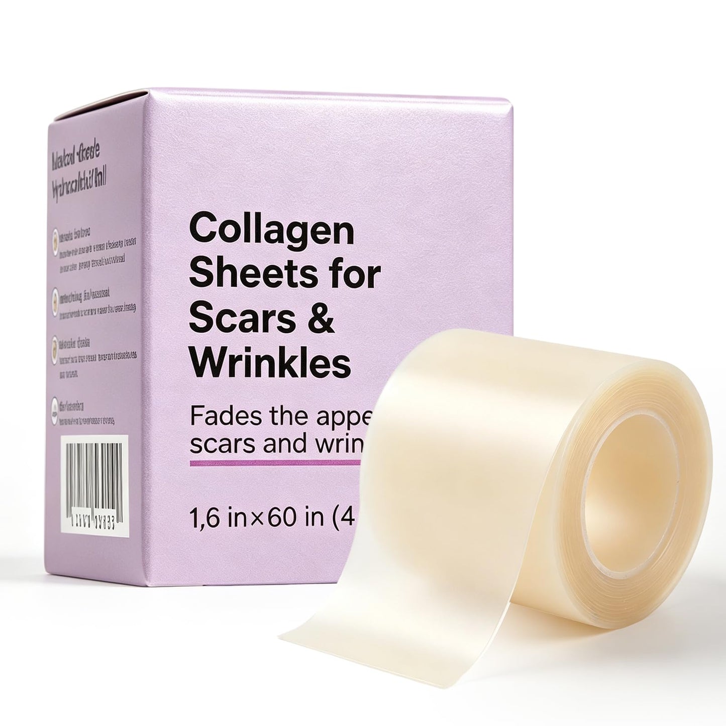 Collagen Tape, Collagen Sheets for Scars & Wrinkle, Silicone Scar Removal Strips for Various Different Scars and Wrinkles, for Surgeries Burn Acne Wounds Recovery