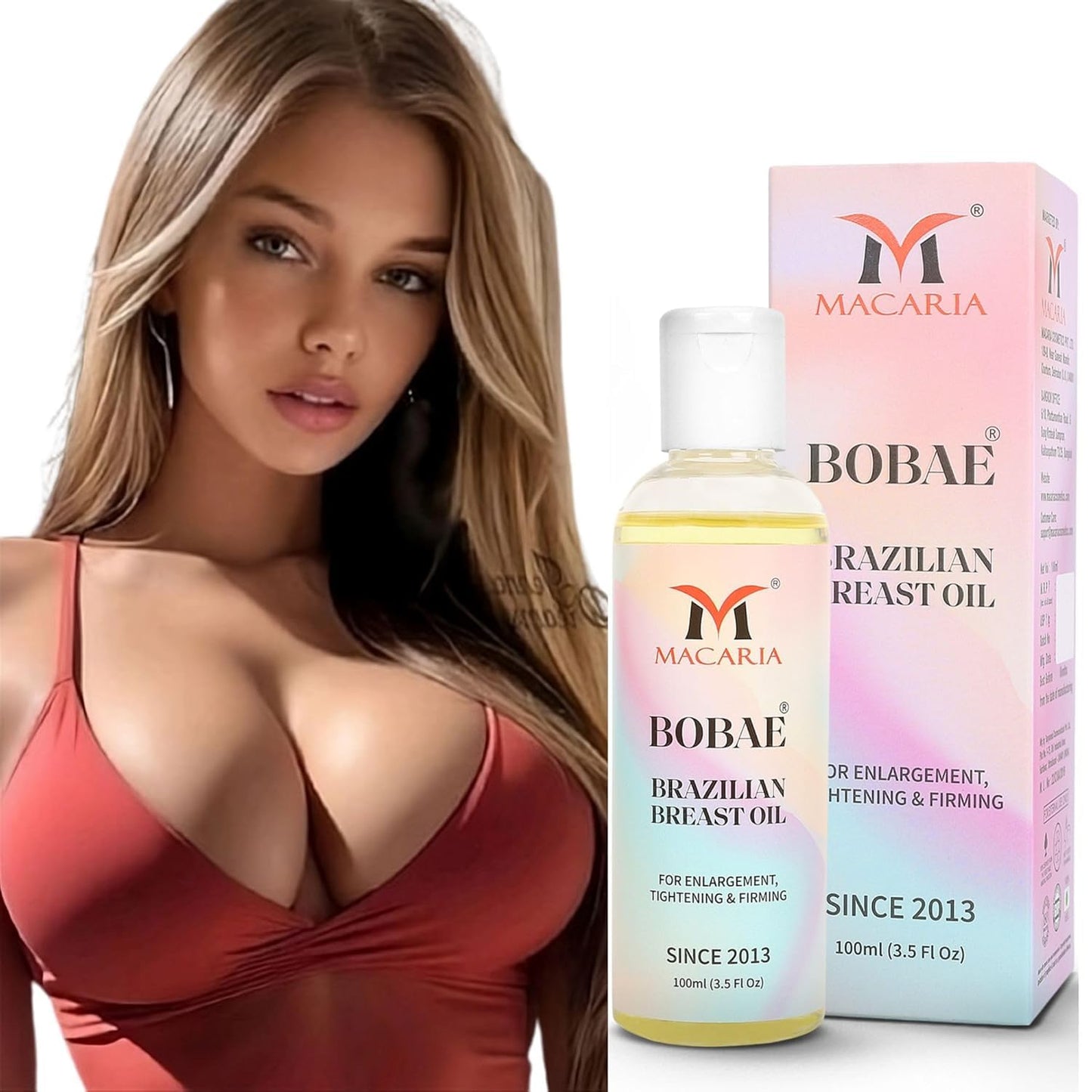 Bobae Brazilian Breast Oil | Bust Tightening Shape & Size up Toning Massage Oil Quick Lifting Firming Breast Enhancement Gel bigger Brazilian Boobs Women enlargement Oil for quick larger growth