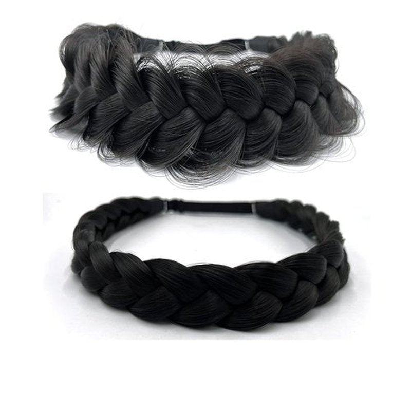 STHEJFB Braid Headband 2 3 Strands combinations Messy Wide Chunky Fluffy Elastic Stretch Hairpiece Braided Headband Women Girl Beauty accessory (Braid pioneer E)