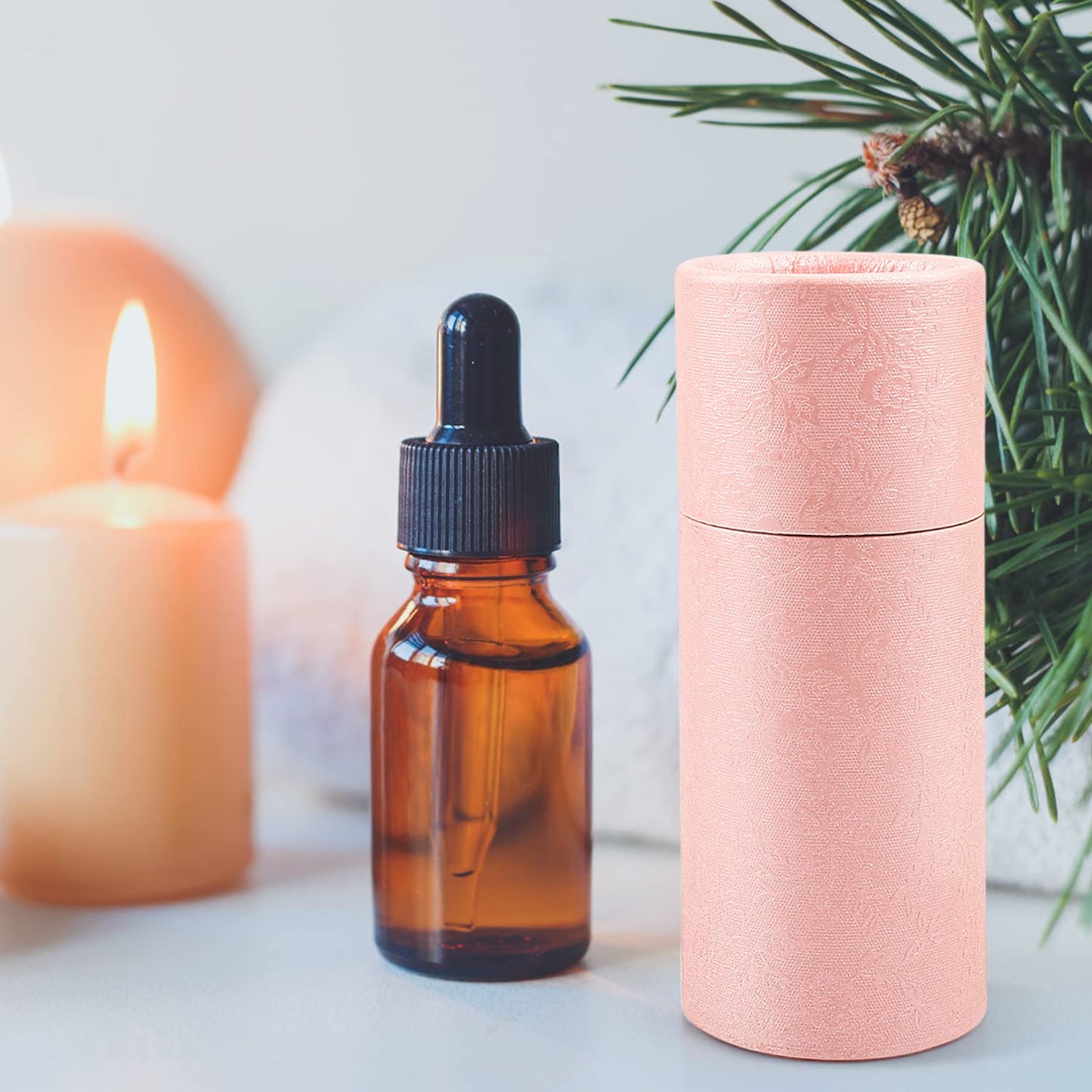 10Pcs 1.7 Oz/50ml Pink Kraft Paperboard Tubes,Empty Round Kraft Paper Cardboard Gift Packaging Tube Container for Essential Oil Bottle,Paper Tube,Pencil,Tea Coffee,Jewelry,Craft Project-Not Push Up