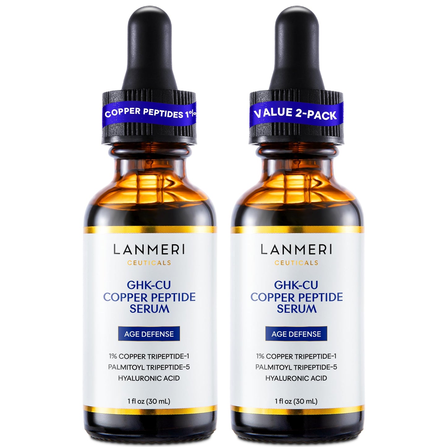 Lanmeri Copper Peptide Serum for Face:1% Copper Peptide (GHK-Cu) Anti-Aging Serum to Smooth Fine Lines, Improve Elasticity & Boost Collagen - Soothe & Repair Skin Barrier with Centella Asiatica