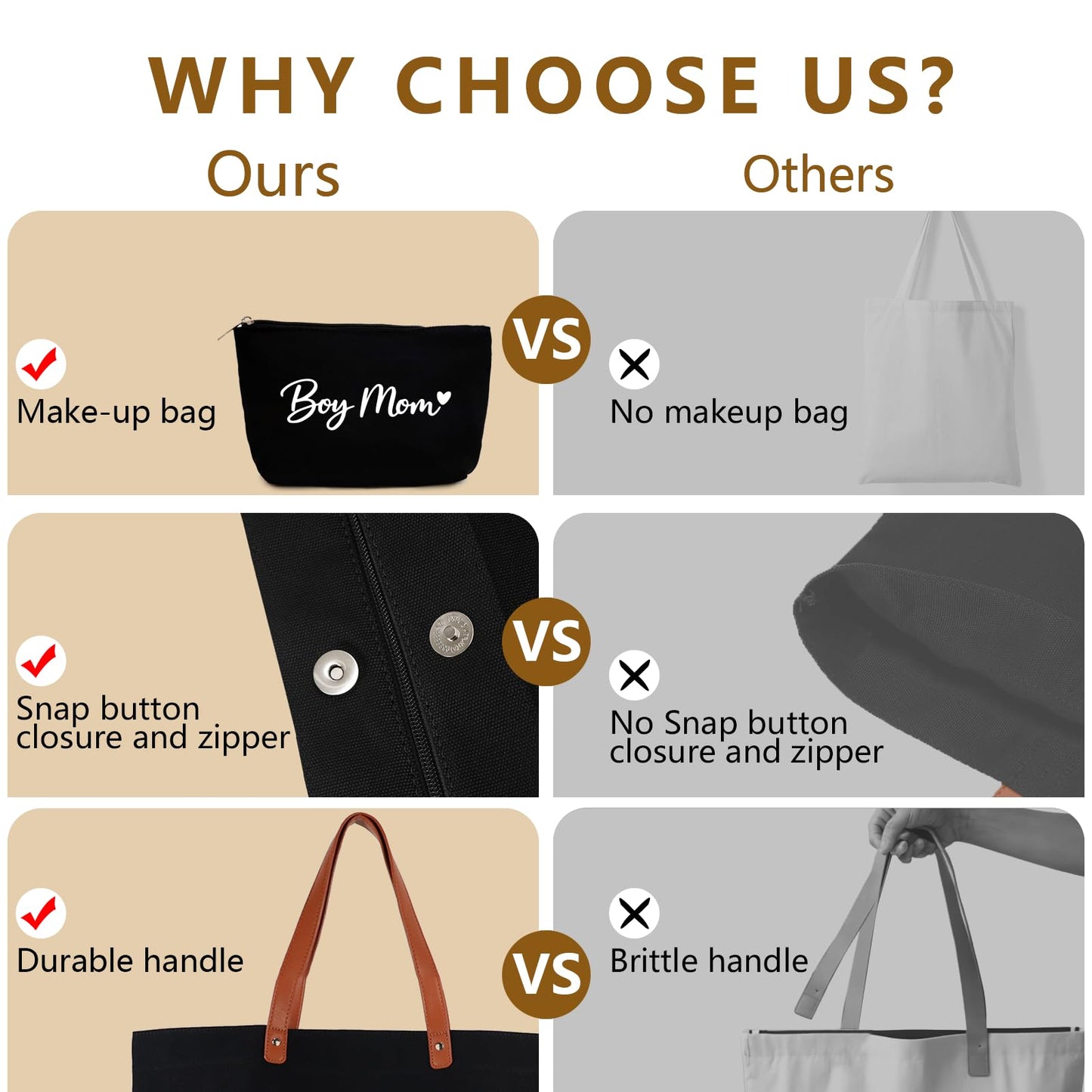 Lamyba Boy Mom Gifts, Mothers Day for Mom of Boys, Funny Mom Tote for Birthday,Everyday Use