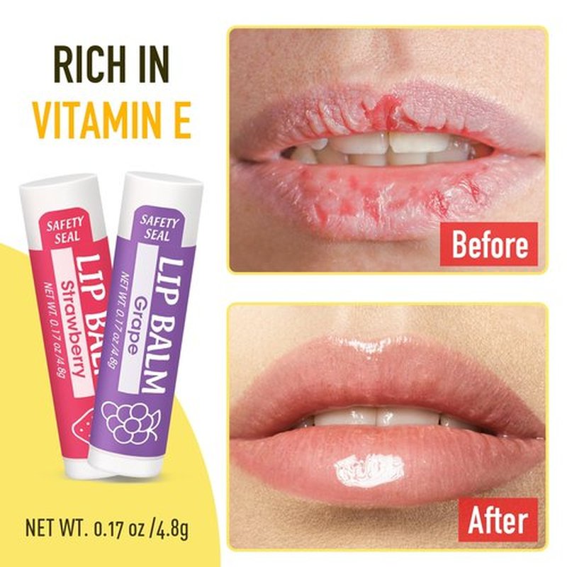 YesBes Lip Balm, 8 Pack Natural Bulk with Vitamin E & Coconut Oil, Moisturizing Dry Cracked Lips Protection, 8 Flavors - Stocking Stuffers