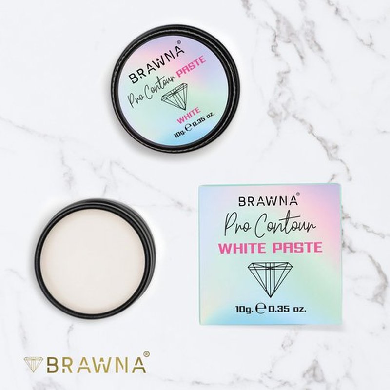 Brawna Pro Contour White Mapping Paste for Brow and Lip Measuring - White Concealer for PMU, Eyebrow Henna, Lamination, Tint