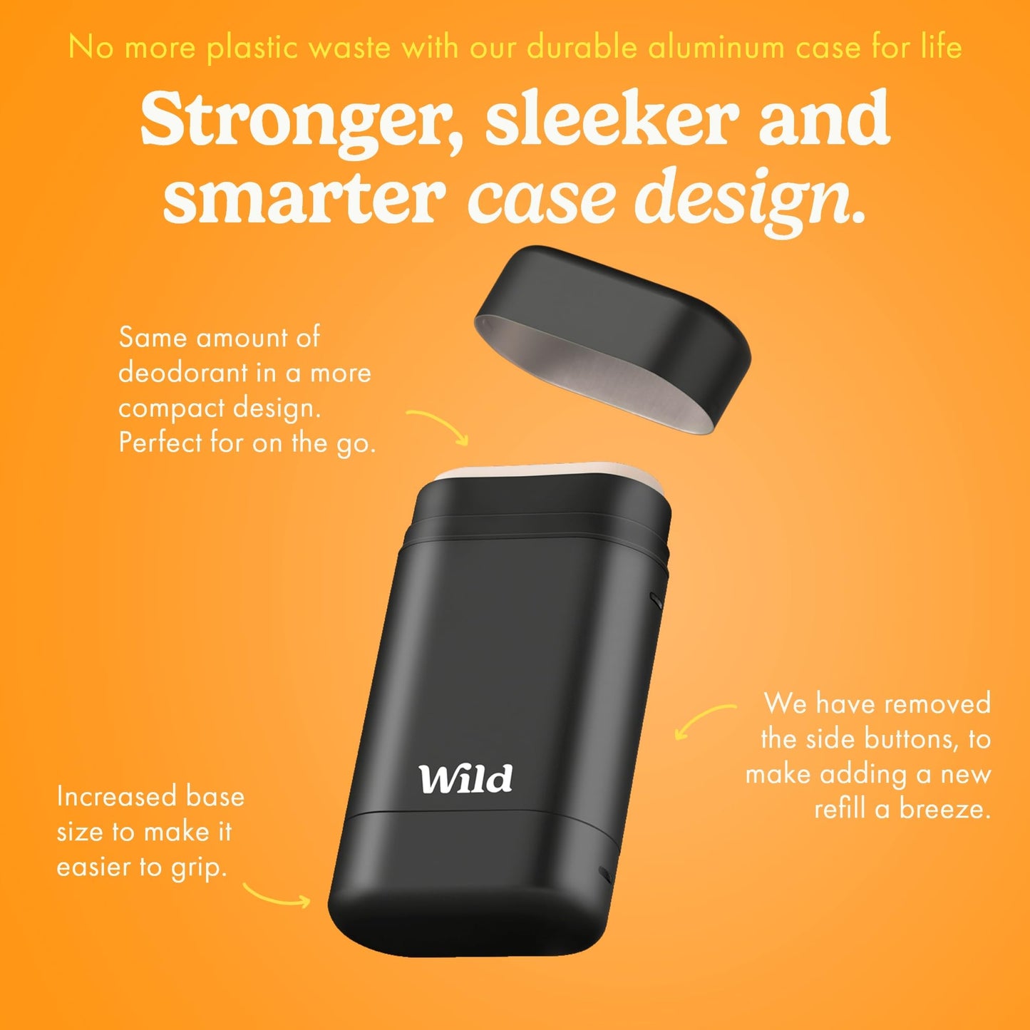 Wild Aluminum Free Natural Deodorant Starter Kit - Refillable Black Case - Natural Ingredients & 24 Hour Odor Protection - Women & Men's - Fresh Clean Scents Variety Pack - Case + 3 Refills
