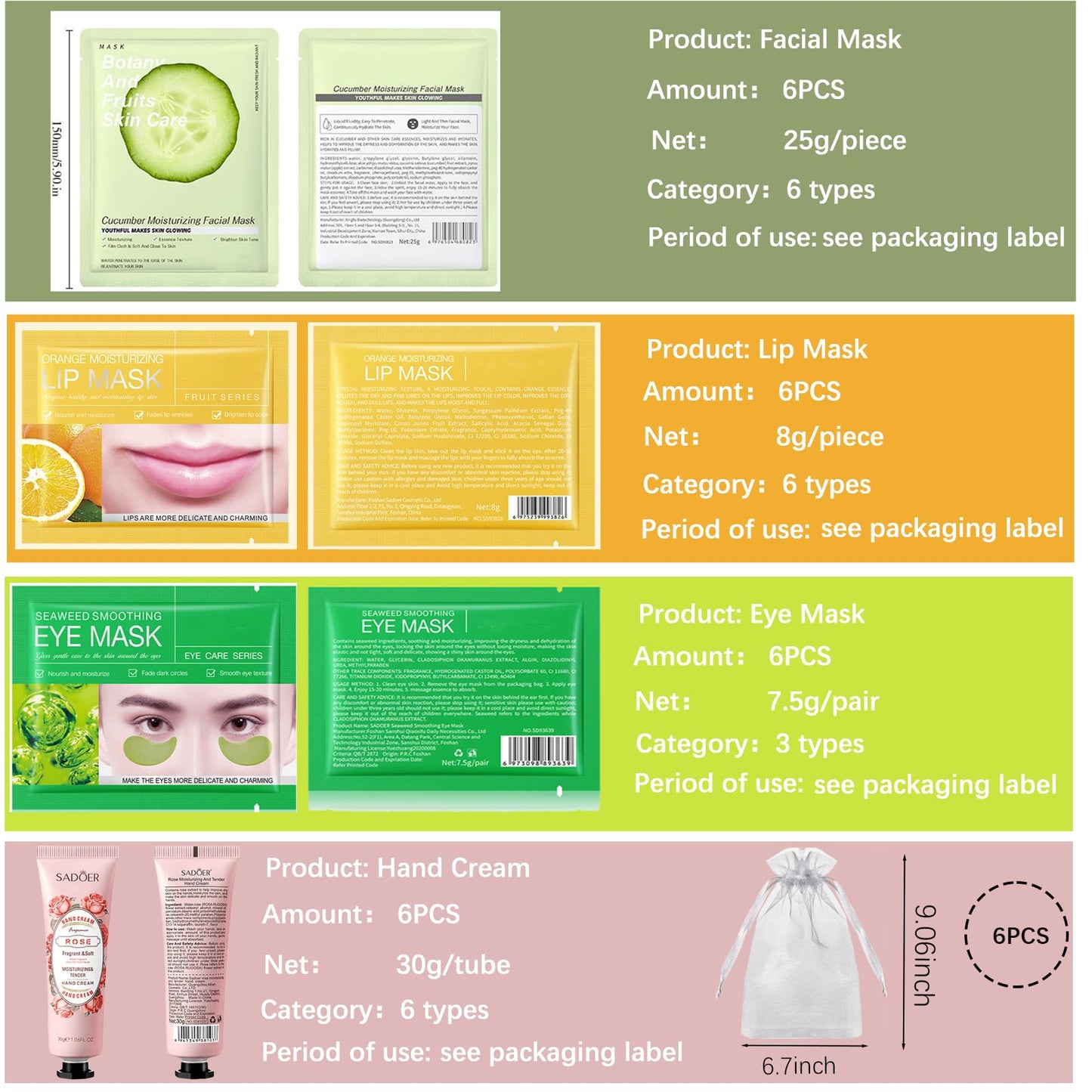 42 PCS Spa Party Supplies for Girls,Spa Party Favors, Facial Masks,Under Eye Patches,Hand Cream, Lip mask,Headband,Sleepover Party Favors,Spa Kit Pool Party Birthday Gifts for Women,Baby Shower Favors