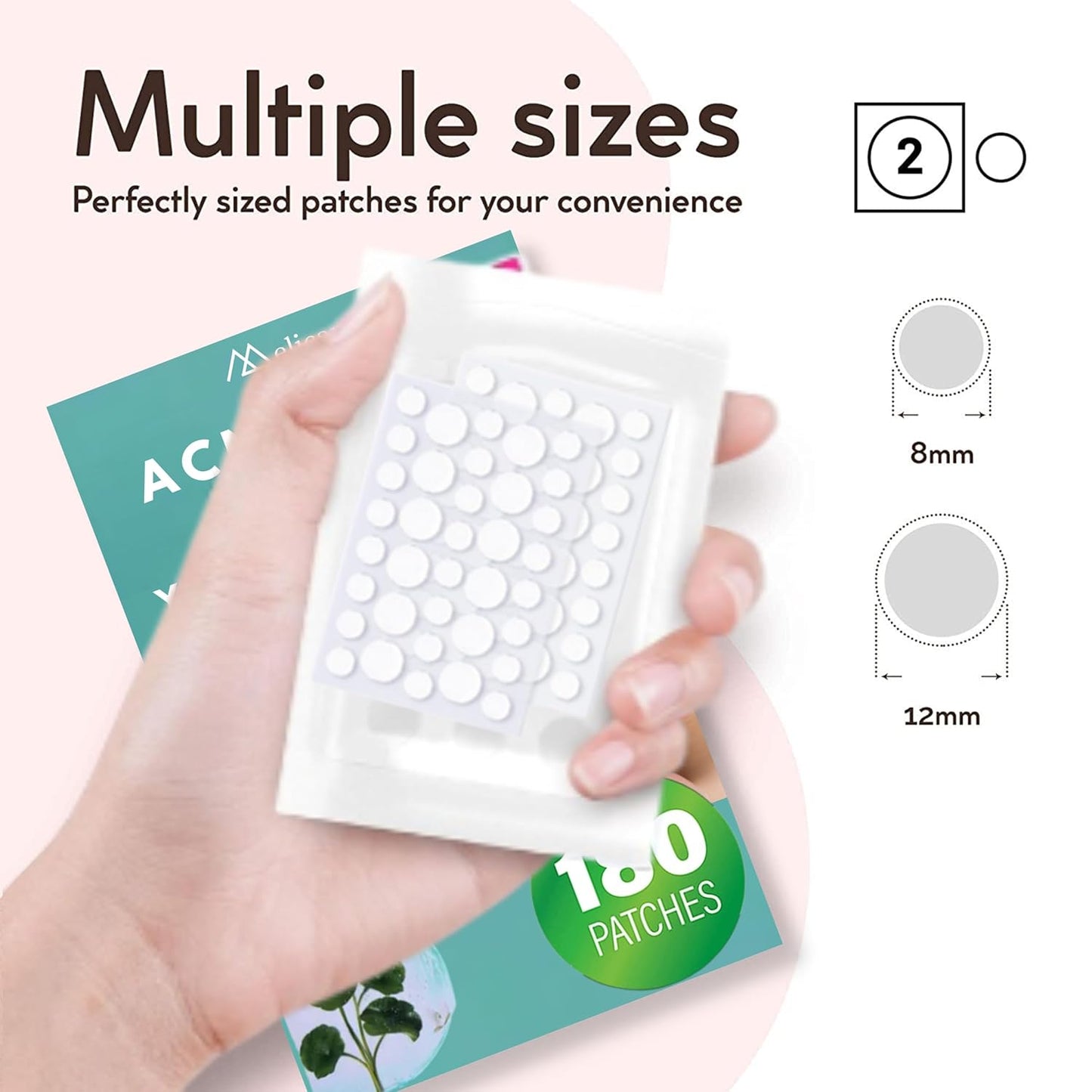 MELICAN Pimple Patches - Hydrocolloid Acne Treatment | 180 Count, 8mm & 12mm Sizes