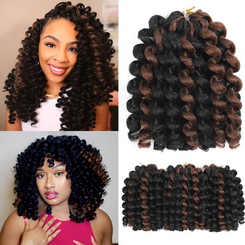 Wand Curl Crochet Braids Hair 8 Inch Jamaican Wand Curl Ombre Crochet Hair Jamaican Bounce Crochet Hair Colored Crochet Braids Ringlet Twist Hair Extension Crochet Hair(5PCS,1BP30)