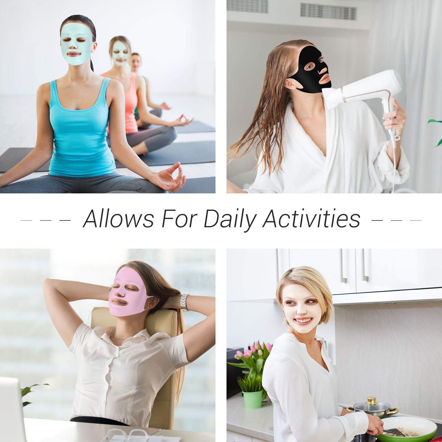 Maitys 5 Pcs Reusable Silicone Face Mask for Sheet Masks, Anti-wrinkle Moisturizing Facial Mask Cover Holder, Prevent Evaporation Hairdressing Skincare Beauty Spa Care Tool(Vivid Colors)