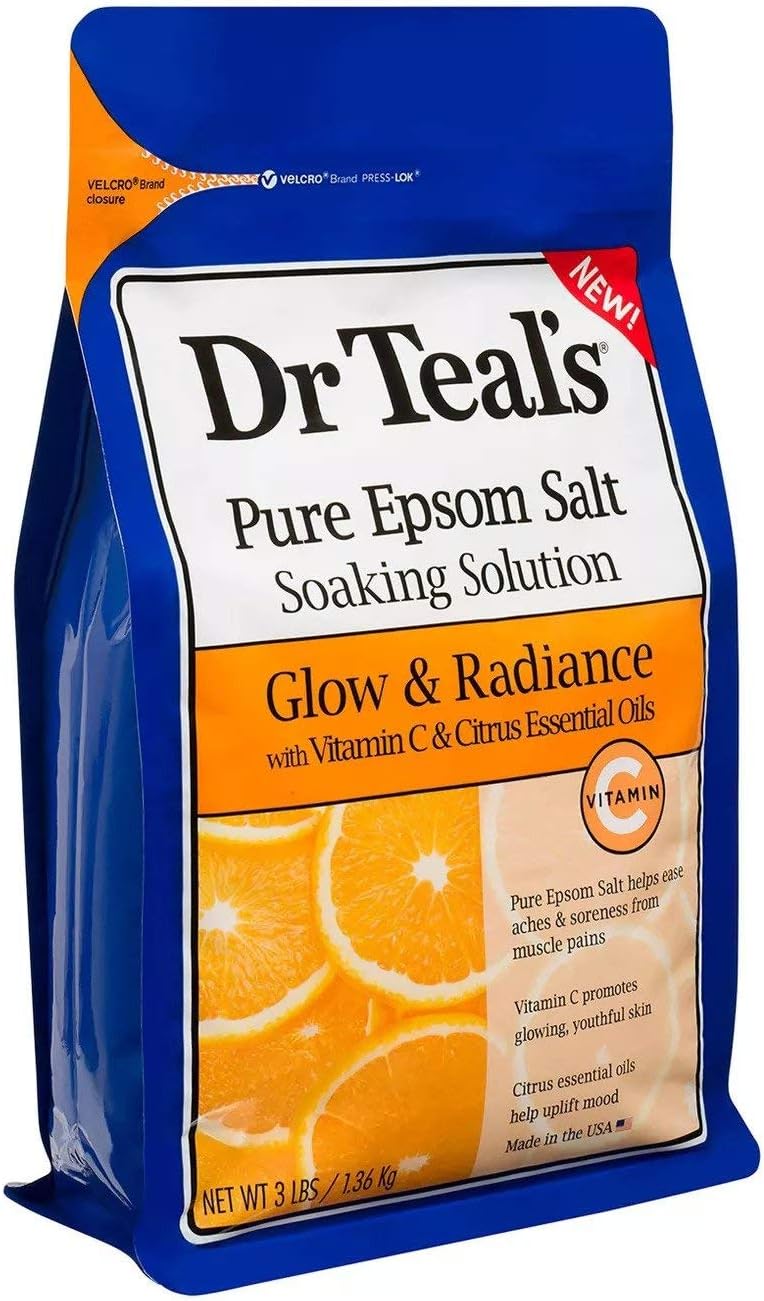 Dr Teal's Epsom Salt Bath Gift Set - 2 Pack (3lb Each) with Eucalyptus, Spearmint & Vitamin C for Relaxation & Radiance