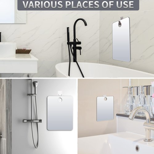 Shaving Mirror, Unbreakable Shower Mirrors, (Medium,2pack(6 inches x8 inches ) Bathroom Handheld Mirror for Men and Women Portable Camping Travel Mirrors,Frameless Handheld for Makeup, Silver
