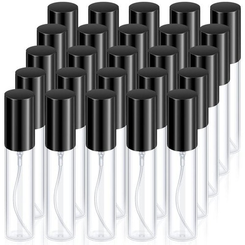 Yinder 25 Pcs Perfume Travel Refillable Atomizer bulk Perfume Bottles Empty Mini Perfume Sample Spray Bottle Clear Fragrance Bottle Cologne Perfume Containers(10 ml,Black)