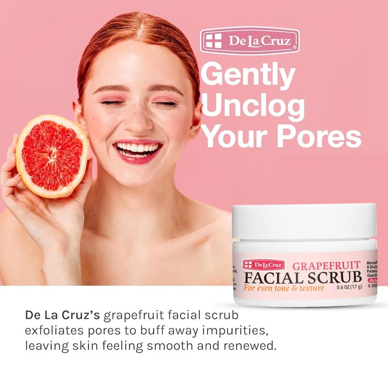 Grapefruit Facial Scrub - Exfoliating Face Scrub with Vitamin E, Papaya & Aloe Vera | 0.6 Ounce Trial Size