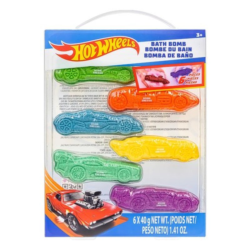 Hot Wheels 6 Piece Bath Bombs for Kids, Bubble Gum Scented, Bath Toys for Kids, Ages 3+, by Townley Girl