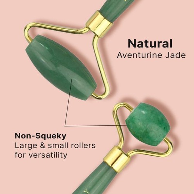 Jade Roller for Face - Face Massager Skin Care Tools with Small Eye Roller for Puffy Eyes, Face Care to Reduce Puffy Eyes, Stocking Stuffers for Her, Facial Roller Self Care Gifts for Women