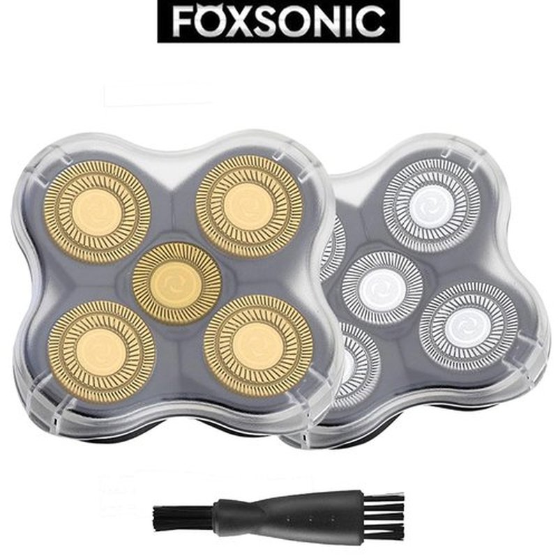 FOXSONIC 2 Universal 5 Blades Head Shaver Replacement Heads for Head Shaver, Head Shaver Replacement Blades