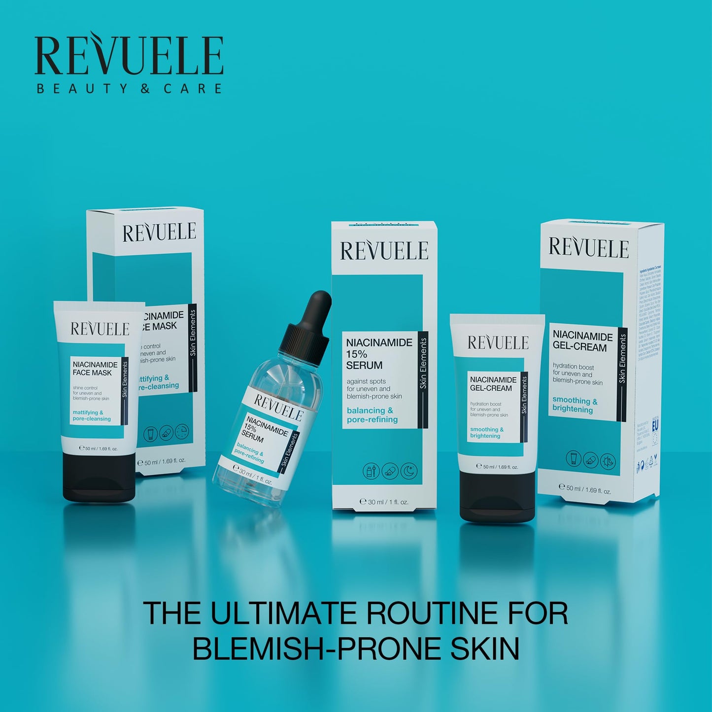 Revuele Niacinamide Face Mask – Pore Minimizing & Balancing Clay Formula with Zinc, Vitamin B3 & Macadamia Oil – Vegan Facial Skincare for Blemish-Prone Skin 1.69 fl.oz