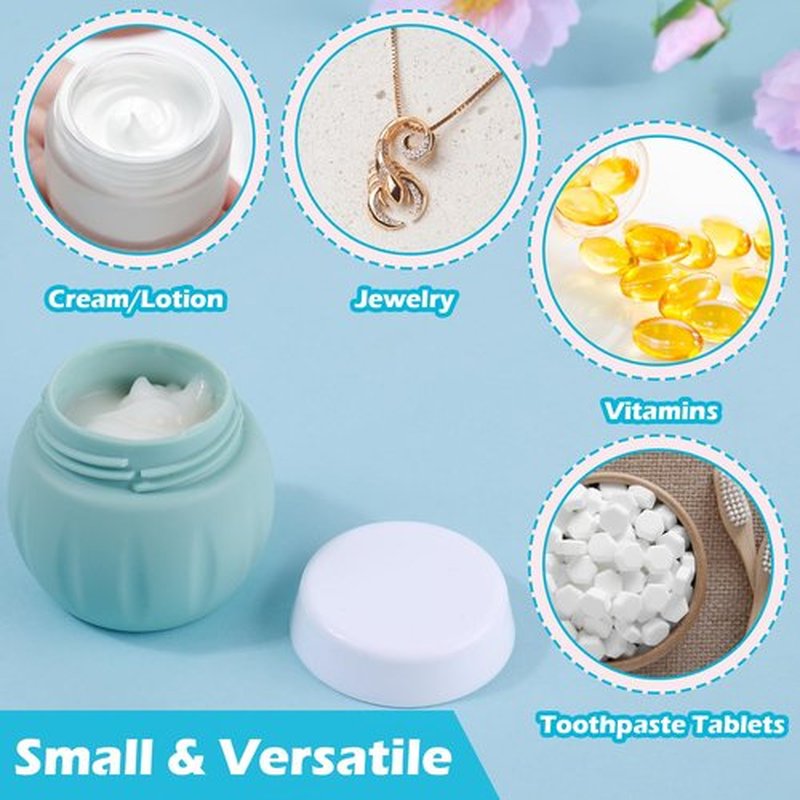 Travel Containers for Toiletries, GLAMFIELDS TSA Approved 2Pcs 1.7oz+3Pcs 1oz Travel Size Silicone Jars BPA Free, Leak-proof Travel Essentials with Lid for Cosmetic Face Hand Body Cream Green(5Pack)