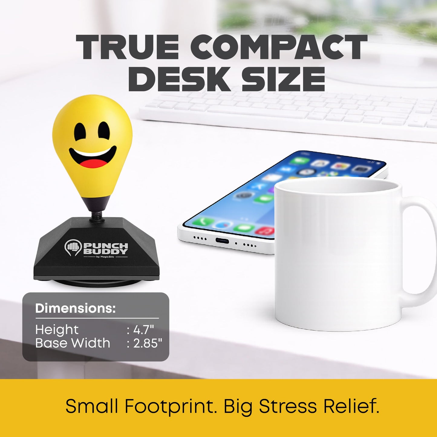 Punch Buddy Desktop Punching Bag – Desk Fidget Toy for Stress Relief & Focus – Mini Suction Cup Punch Ball with Patented Griply™ Technology – Office Stress Reliever for Adults, Teens & Coworkers