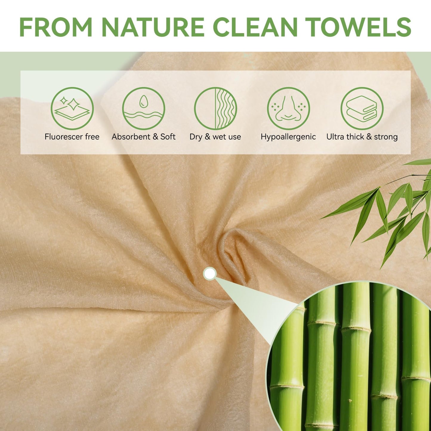 Lekoch Bamboo Compressed Face Towels - Biodegradable Absorbent Cloths for Hiking, Gym & Daily Cleansing | Quick-Dry, Durable, All-Season Use‌ 100 - Pcs with Bundled bag