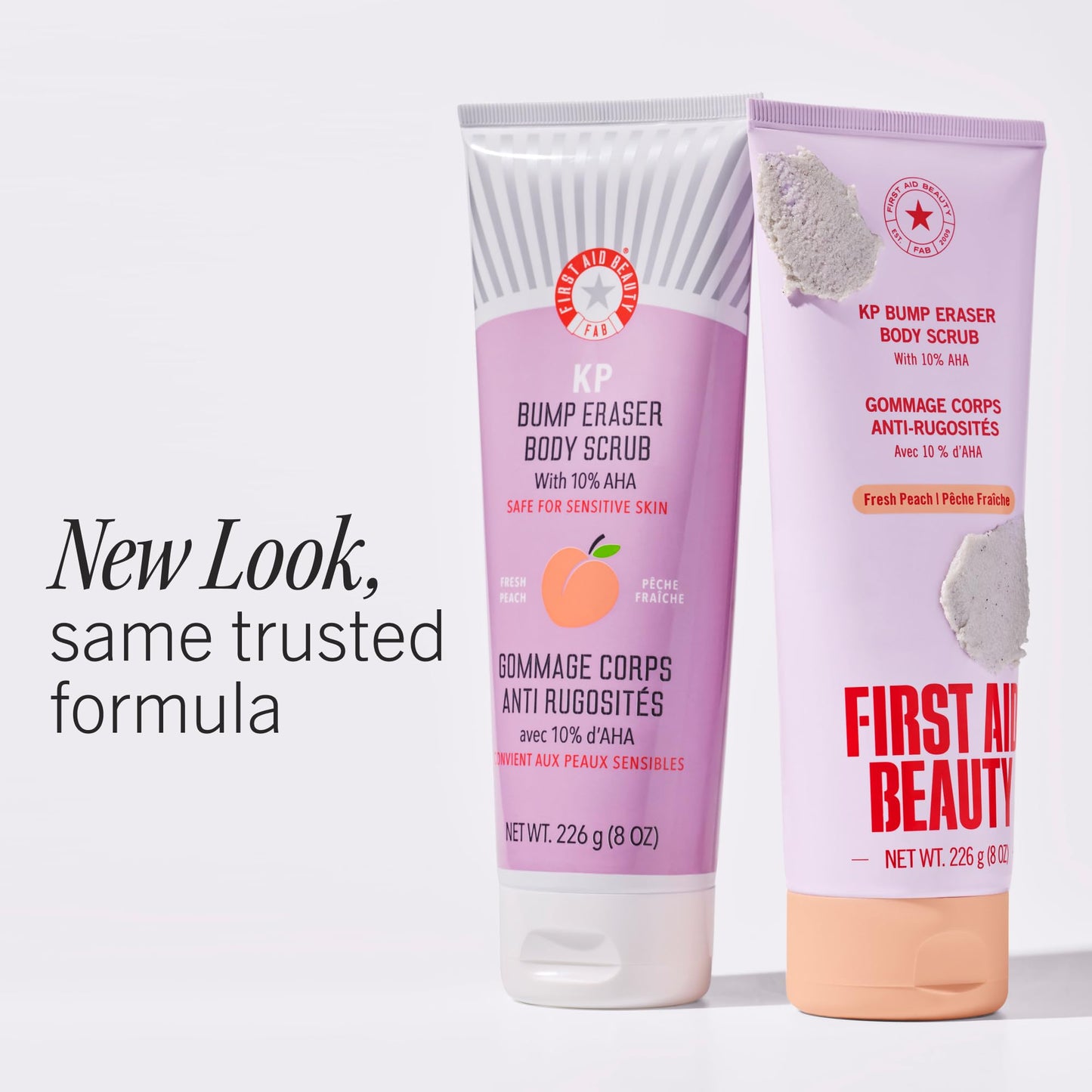 First Aid Beauty KP Bump Eraser Body Scrub with 10% AHA - Dermatologist-Tested Keratosis Pilaris Exfoliator - Support for Rough Bumps & Uneven Skin Texture - Sensitive Skin - 8 oz, Fresh Peach