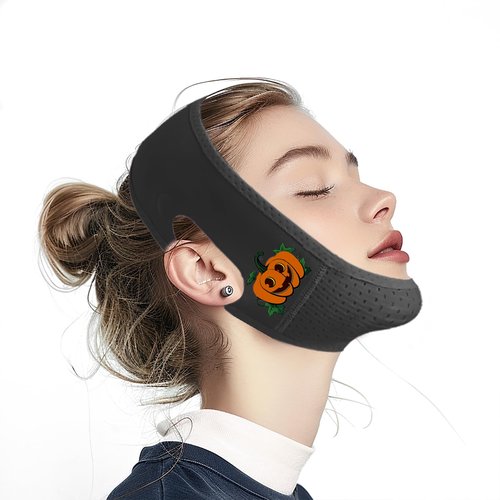 Yuibthr Chin Strap for Sleeping, V Line Lifting Mask, Halloween Decorations Pumpkin, Reusable Face Strap, Jaw Exerciser (black)