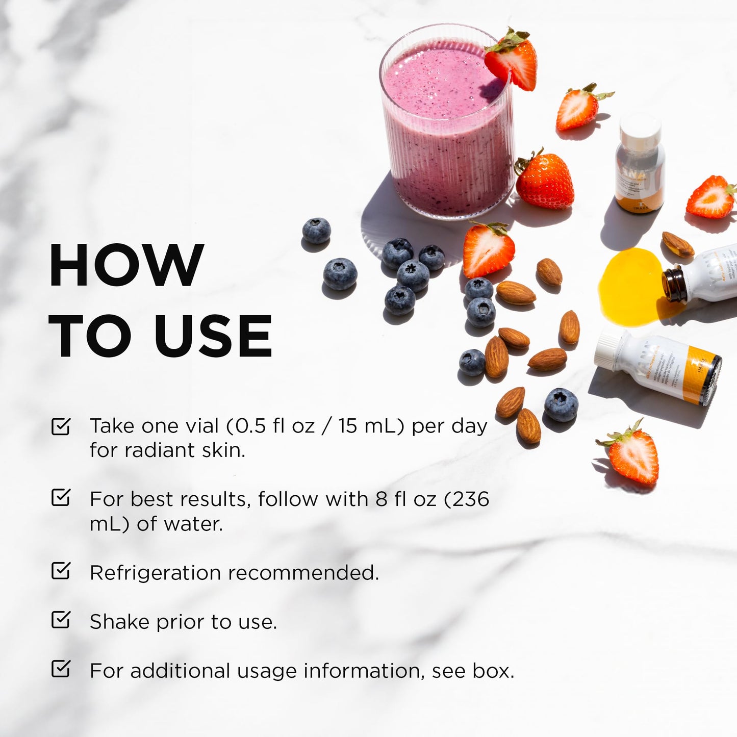 IMAGE Skincare, YANA Liquid Collagen Shots, 2500 mg Hydrolyzed Bovine Collagen Peptide Supplement with Biotin, Natural Citrus Flavor, 28 Daily Shots