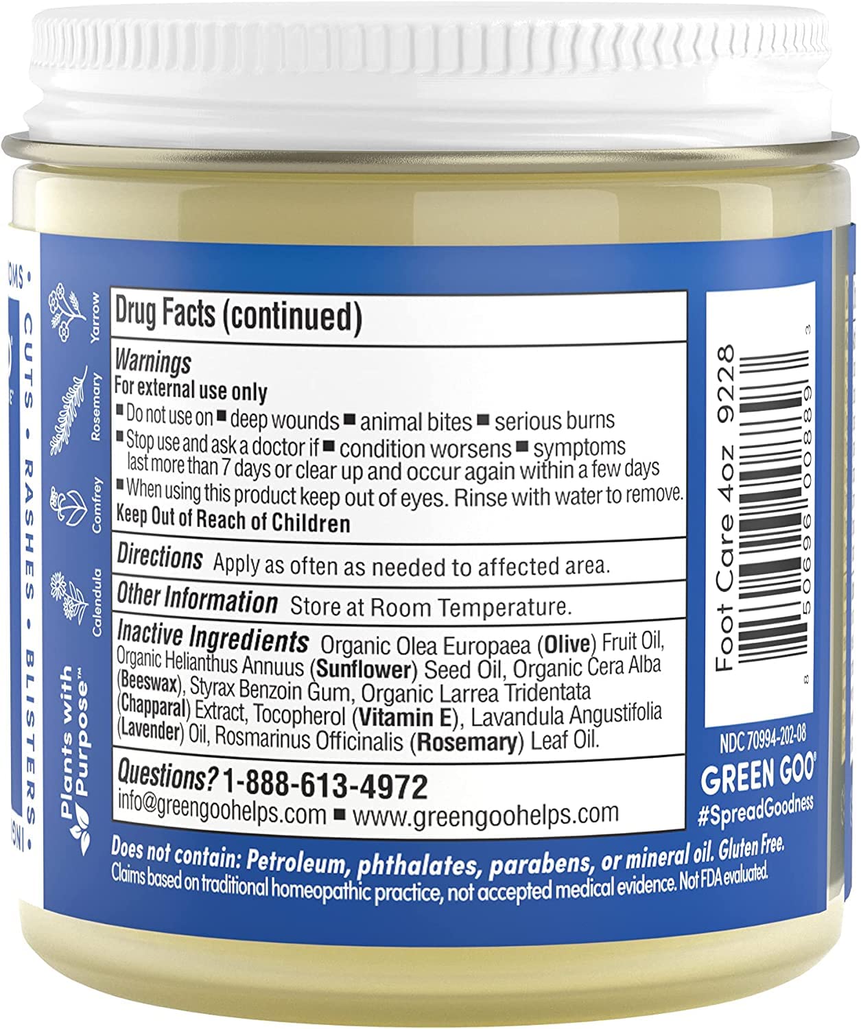 Green Goo Foot Care Salve, Reduces Irritation & Provides Pain Relief to Heal & Soothe Your Feet, Great for Hikers, Climbers, Parents & Teachers, 4 Ounce (Pack of 1), 92289
