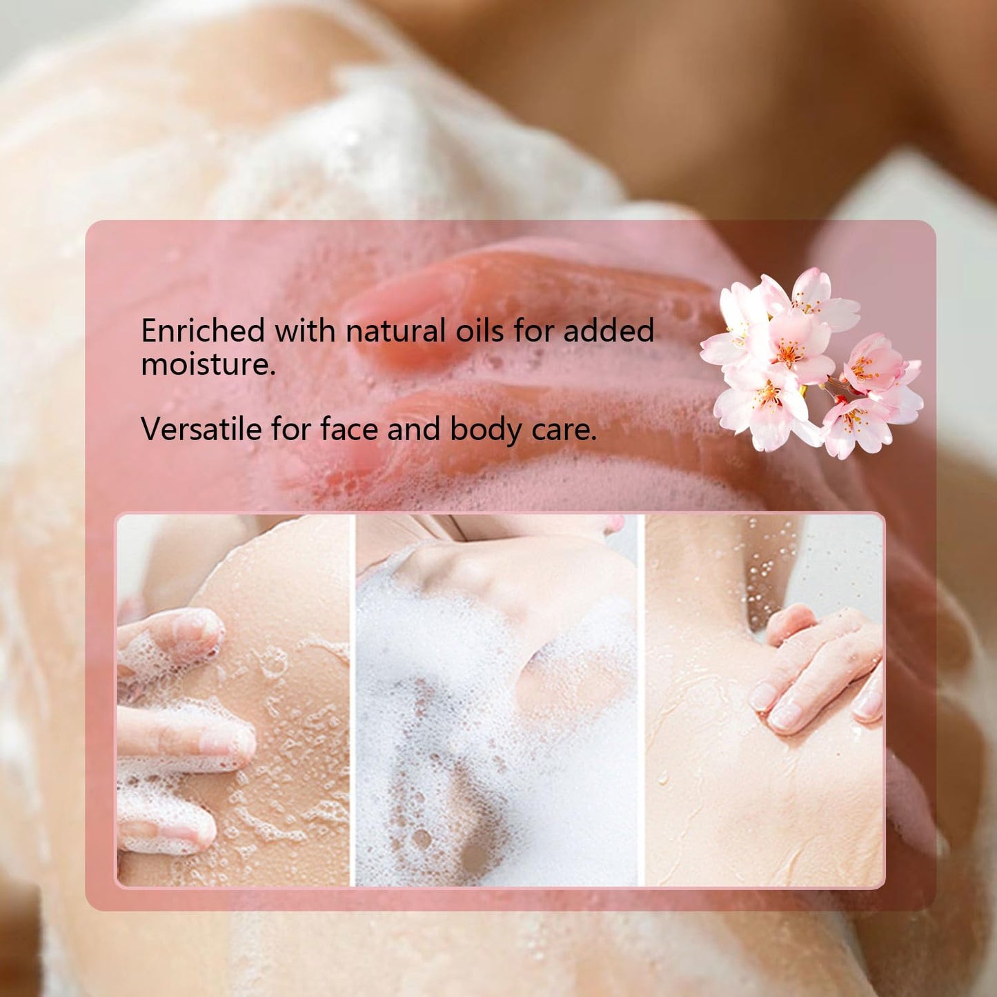 Vawolecy Sakura Soap for Face and Body, Cherry Blossom Soap Bar, Cleaing, Softening, Evening Skin Tone