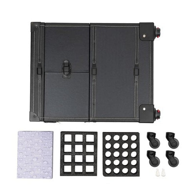 PalaUha Rolling Makeup Train Case Professional Cosmetic Organizer Trolley with Drawers Compartment Nail Case Wheeled Manicure Pedicure Storage Case for Hair Stylists Makeup Artists (Black A)