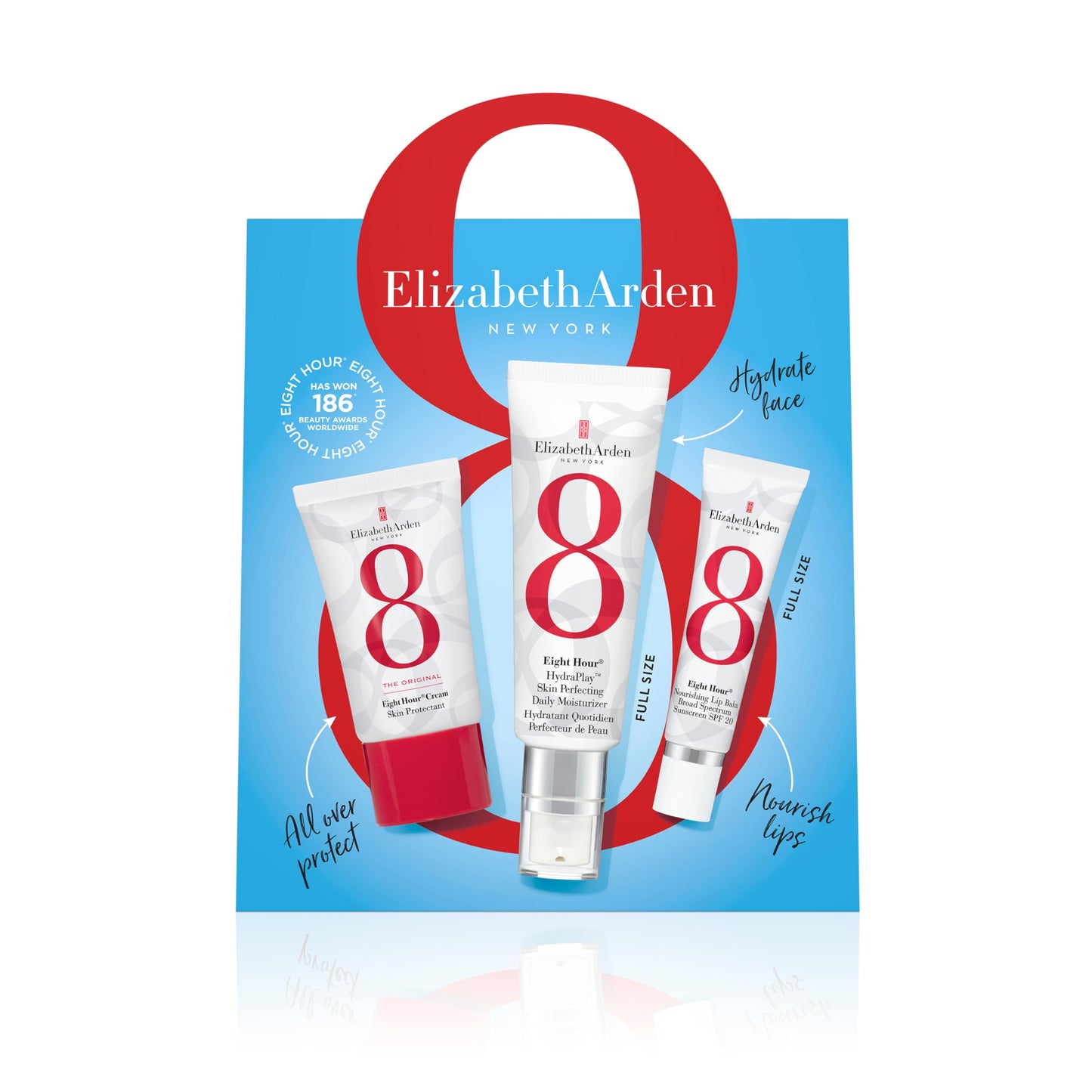 Elizabeth Arden Eight Hour Starter Kit, 3-Piece Hydrating Skincare Gift Set, Daily Moisturizer, Skin Protectant, Lip Balm, Travel Size