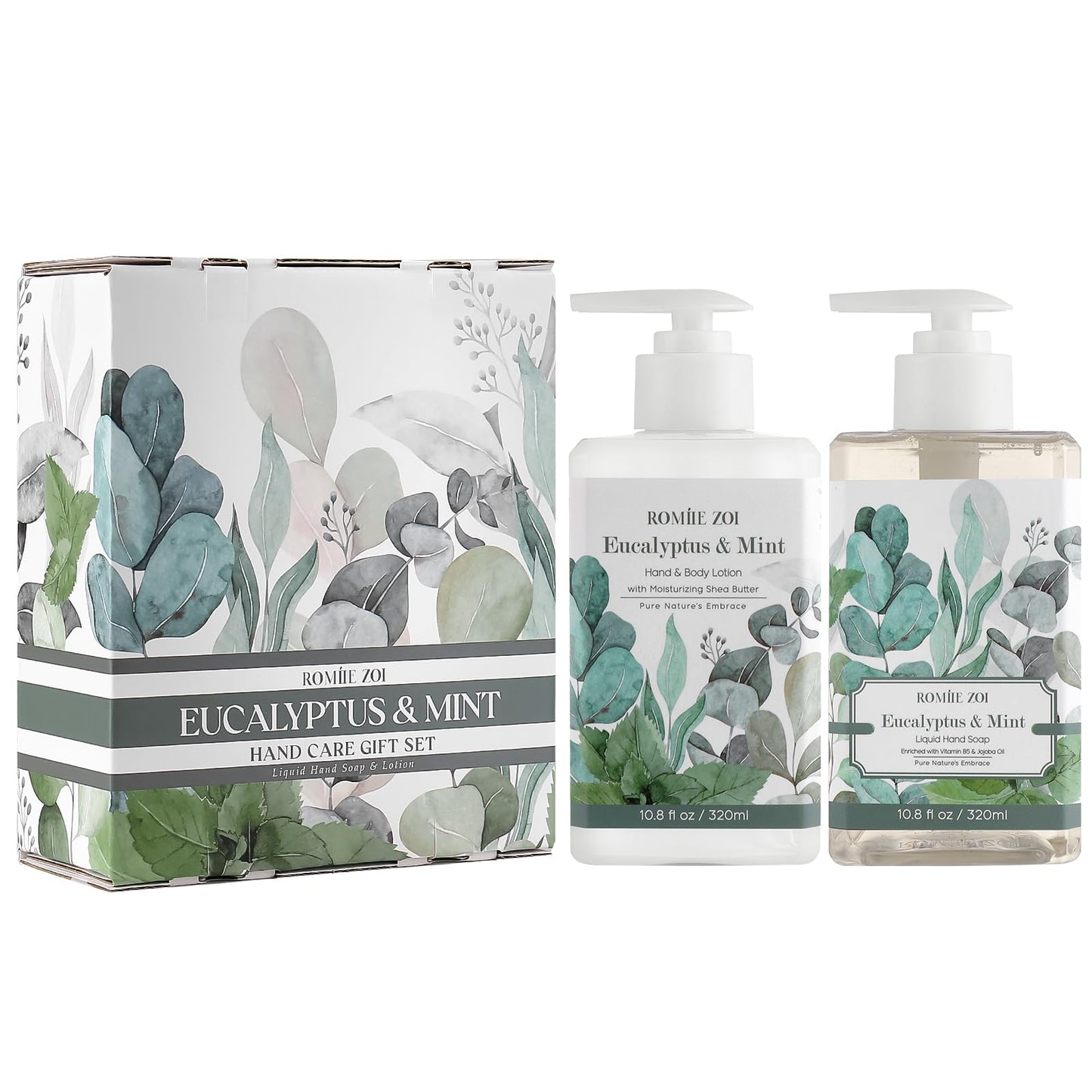 ROMIIE ZOI Eucalyptus Mint Liquid Hand Soap and Lotion - 320ml / 10.8 Fl Oz Each - Invigorating Zest, Gentle on Hands