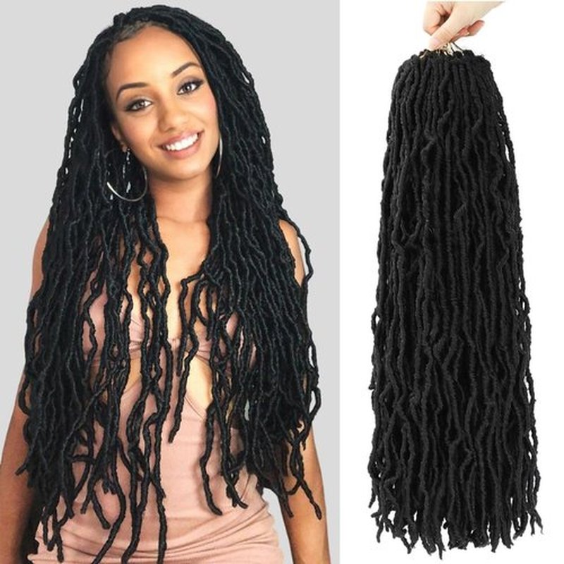 Faux Locs Crochet Hair 22 Inch 7 Packs Soft Locs Crochet Braids Pre Looped Crochet Locs For Women Natural Black Butterfly Faux Loc Hair Extensions(1B, 22inch, 7 Packs)