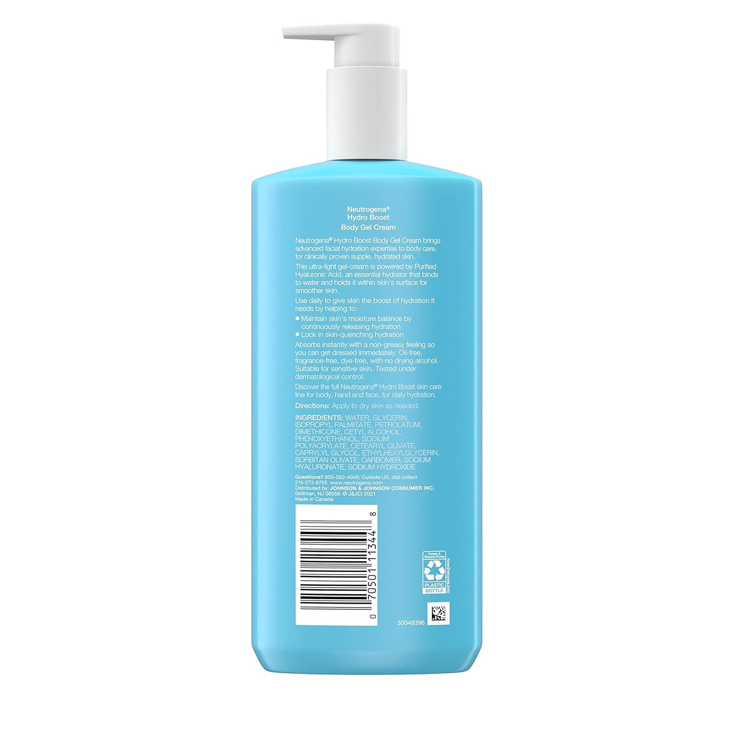 Neutrogena Hydro Boost Fragrance-Free Body Gel Cream with Hyaluronic Acid, Non-Greasy, Fast Absorbing Moisturizer & Hydrating Full Body Cream for Sensitive Skin, Paraben-Free, 16 oz (Pack of 3)