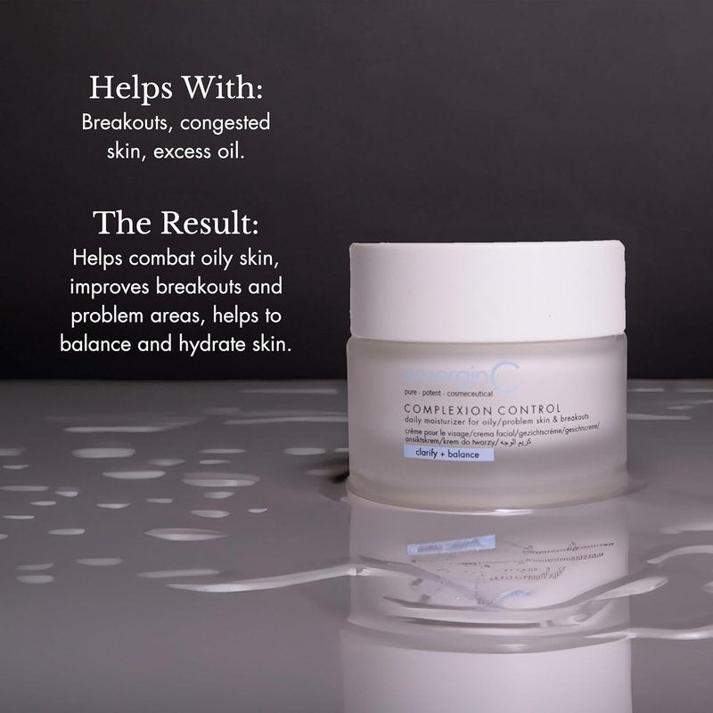 emerginC Complexion Control - Lightweight Facial Moisturizer for Oily & Blemish-Prone Skin | Day & Night Cream (1.6 oz, 50 ml)