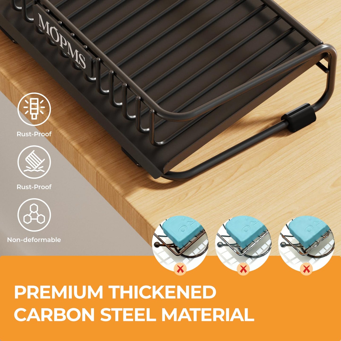 Self Draining Soap Dish, Carbon Steel Bar Soap Holder for Shower, Waterfall Design Soap Saver for Bathroom, Kitchen Sink and Countertop