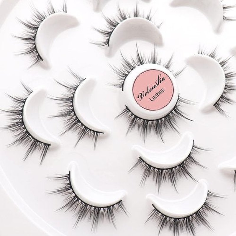 Veleasha Lashes 5D Faux Mink Lashes False Eyelashes Handmade Manga Lashes Spike Lashes Eye Lashes Wispy Fluffy Fake Lashes Luxurious Eyelashes Natural Look Volume Fake Eyelashes 7 Pairs Pack (6D75)