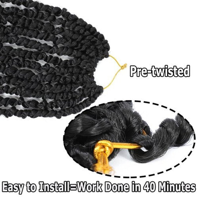 Bestlove Passion Twist Crochet Hair 18 Inch 8 Packs Pre-twisted Crochet Passion Twist Braids Hair Pre-looped Mini Water Wave Bohemian Twists Hair With Curls Crochet Hair for Black Women