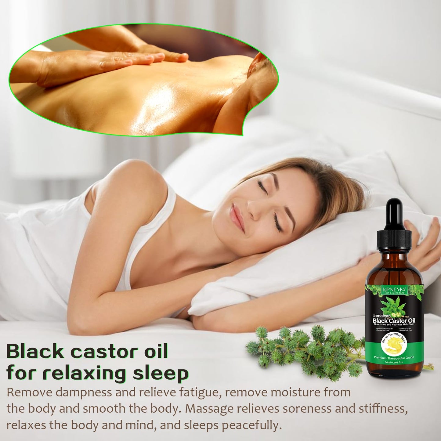 KPNEMA Jamaican Black Castor Oil for Hair Growth, Multipurpose Cold Pressed 100% Natural Castor Oil Organic for Hair and Skin, Eyebrow, Body Care