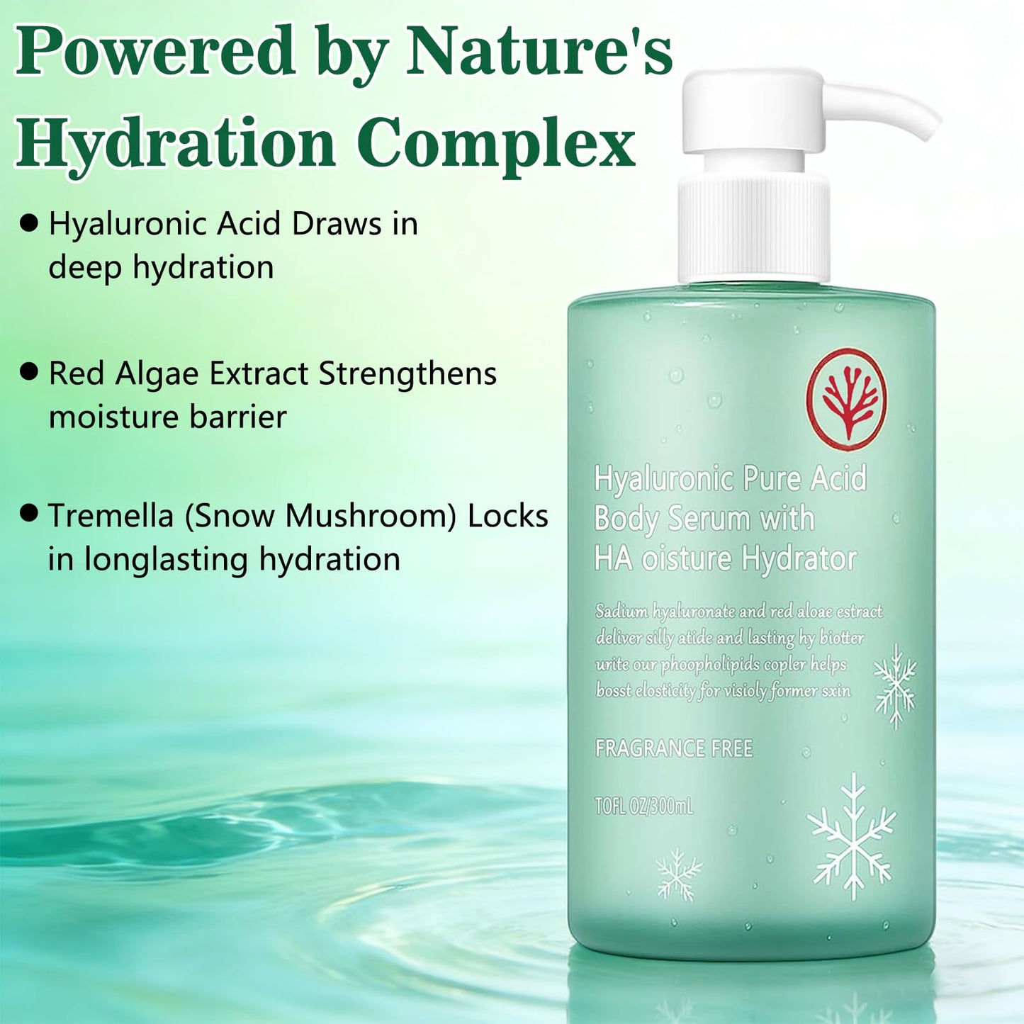 Ha Hyaluronic Acid Body Serum,Body Hydrator Hyaluronic Acid Body Serum,Acido Hialuronico Bodys Serums,Lightweight Fast-Absorbing Body Care For Deep Hydration & Silky(300ML)