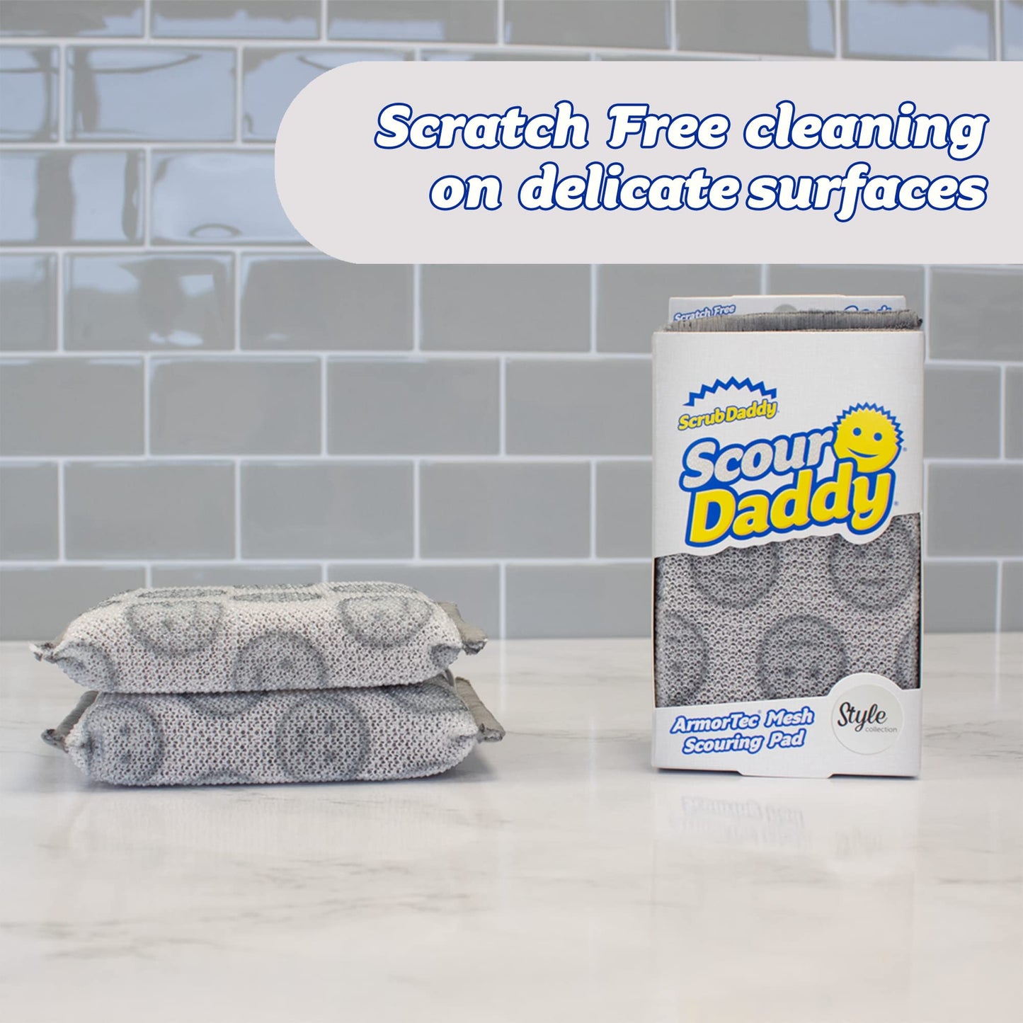 Scrub Daddy Scour Daddy Style, Scourers Non Scratch Scrubbing Sponge, Scouring Pads, Kitchen Sponges for Dishes, Dishwashing Pan Scrubber, Cleaning Supplies, Dish Sponges for Washing up, Pack of 2