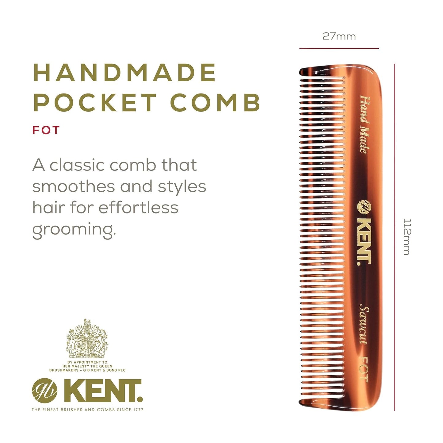 Kent 81T Beard & Mustache Comb Set - Travel-Friendly Grooming Kit Made in England